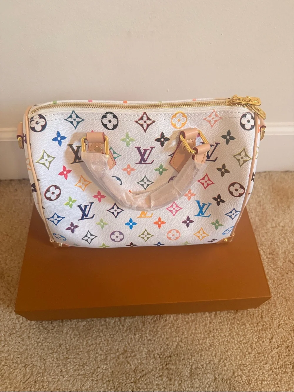 Louis Vuitton White Multicolor Monogram Satchel